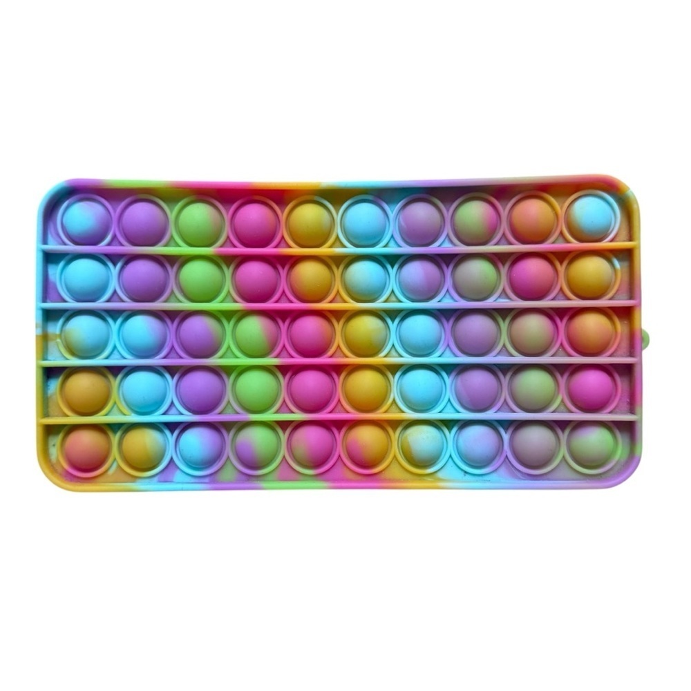 4/$25 Iscream Rainbow Tie Dye Pop It Popper Pencil Case Fidget Zip Pouch - Picture 4 of 10